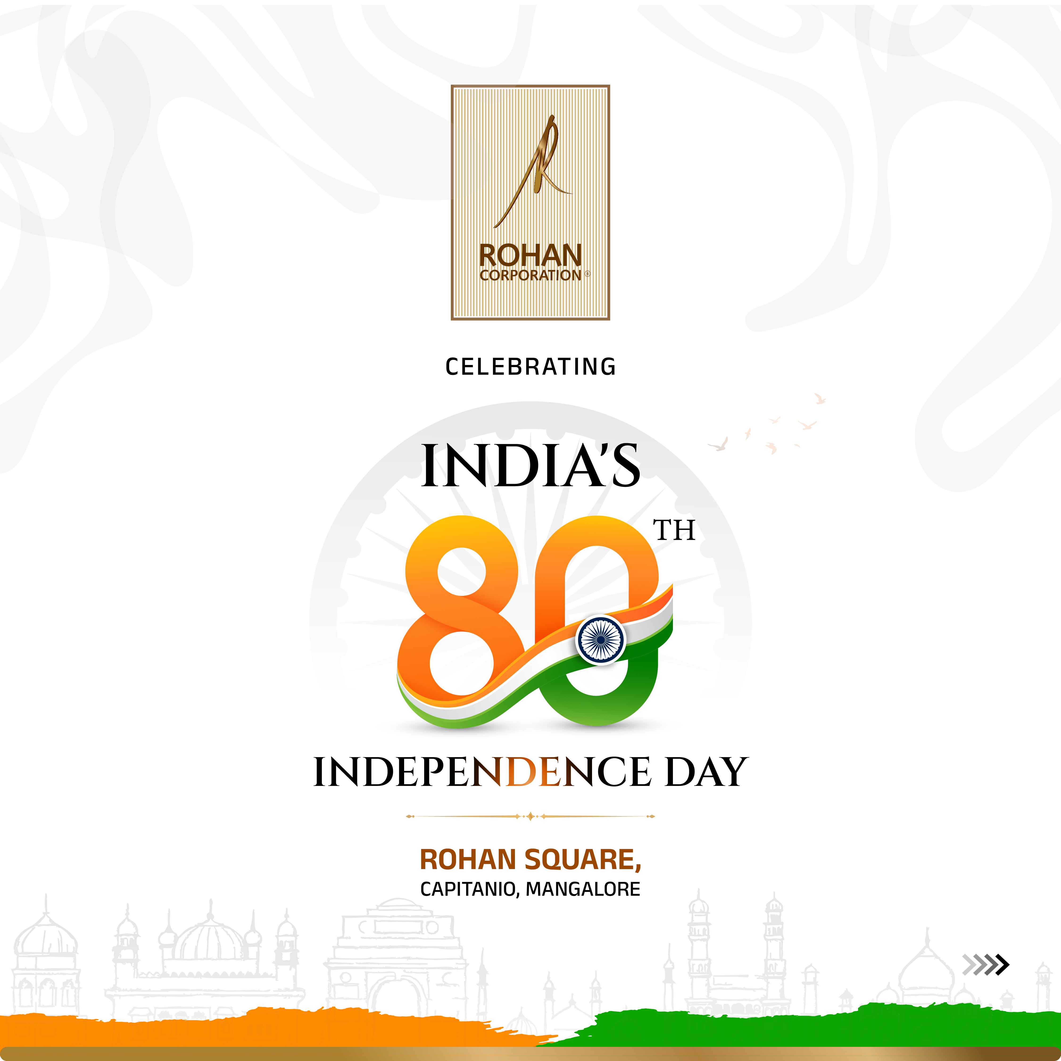 Rohan Corporation celebrating 80th Independence Day at Rohan Square, Mangaluru